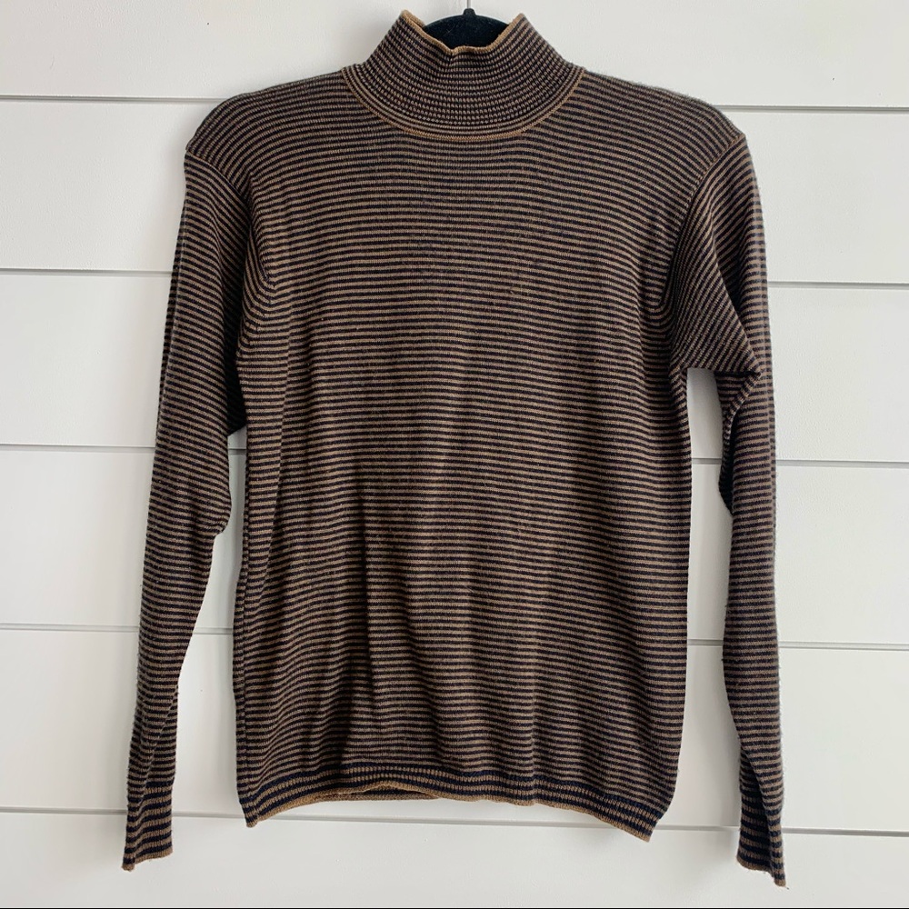 Vintage Striped Mock Neck Sweater